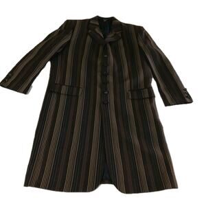 Mens Successo Uomo 42R Brown Earth Tone Striped Long Blazer Jacket Fall Buttoned
